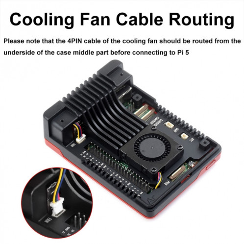 Waveshare 26587 pour boîtier en alliage d'aluminium Raspberry Pi 5 Argon Neo, spécifications : M.2 amélioré SW49021527-010
